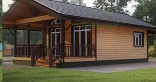 Проект одноэтажного дома из бруса с террасой - Строительство в Заволжье от Строй-Звл от 134524 руб.